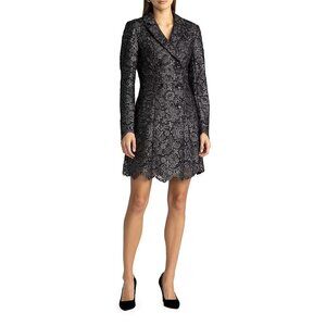 ZAC POSEN Metallic Lace Blazer Dress Gunmetal Size 4 NWT